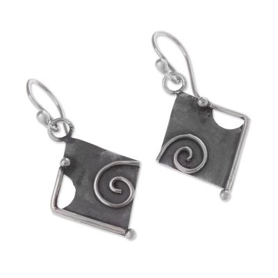 Alternate image for Peruvian Modern Style Sterling Silver Dangle Earrings Freeform Beauty