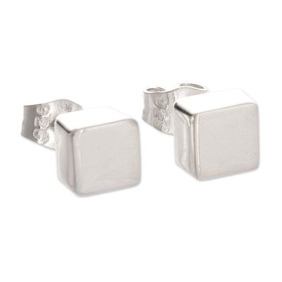 Alternate image for Handcrafted Sterling Cube Earrings Energy Cube