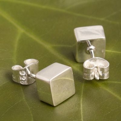 Alternate image for Handcrafted Sterling Cube Earrings Energy Cube