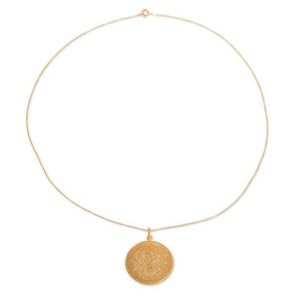Alternate image for Peruvian Gold-Plated Filigree Pendant Necklace Temple of the Sun