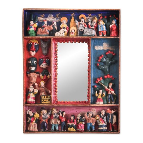 Alternate image for Hand Made Folk Art Mirror from Peru Little Carnaval
