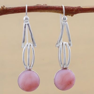 Primary image for Pink Opal and Sterling Silver Dangle Earrings from Peru Pink Succulence