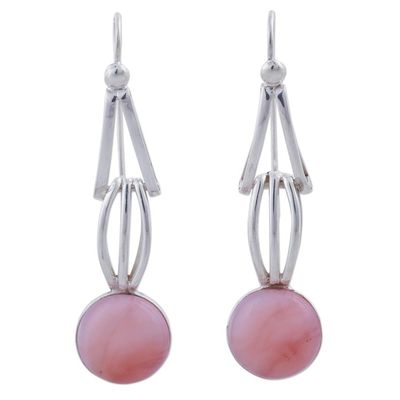 Alternate image for Pink Opal and Sterling Silver Dangle Earrings from Peru Pink Succulence