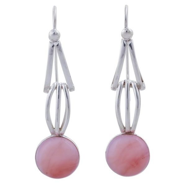Alternate image for Pink Opal and Sterling Silver Dangle Earrings from Peru Pink Succulence