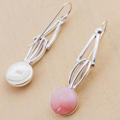 Alternate image for Pink Opal and Sterling Silver Dangle Earrings from Peru Pink Succulence