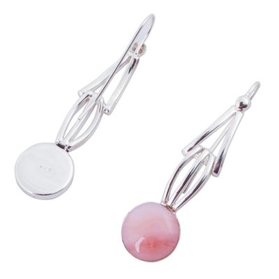 Alternate image for Pink Opal and Sterling Silver Dangle Earrings from Peru Pink Succulence