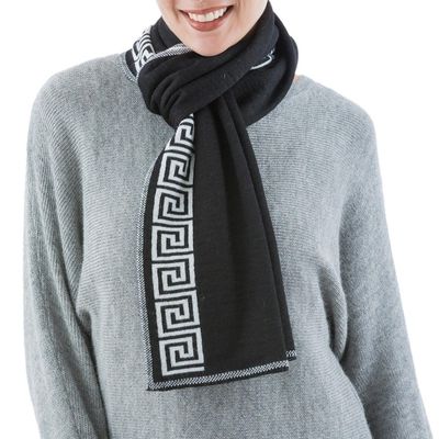 Alternate image for Unique Alpaca Wool Patterned Scarf Peruvian Nocturne