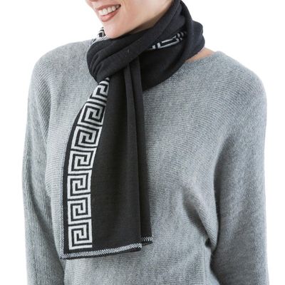 Alternate image for Unique Alpaca Wool Patterned Scarf Peruvian Nocturne