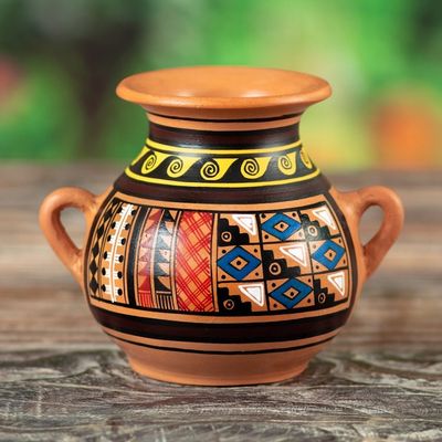 Alternate image for Inca-Style Ceramic Decorative Vase Hand-Painted in Peru Inca Majesty