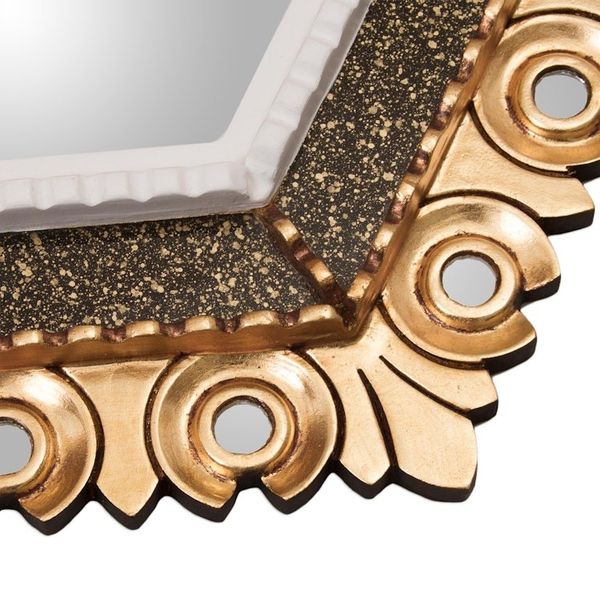 Alternate image for Peruvian Bronze Leaf Wood Wall Mirror in a Hexagon Shape Sublime Hex
