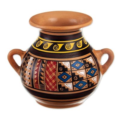 Alternate image for Inca-Style Ceramic Decorative Vase Hand-Painted in Peru Inca Majesty