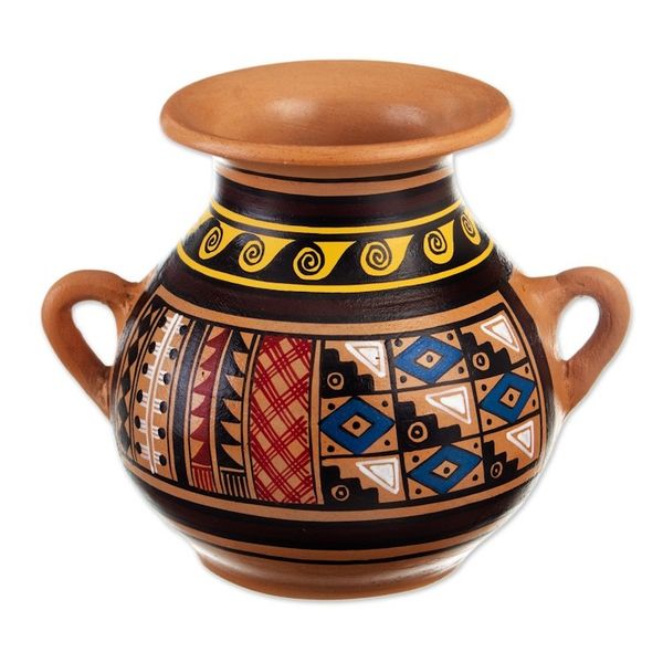 Alternate image for Inca-Style Ceramic Decorative Vase Hand-Painted in Peru Inca Majesty