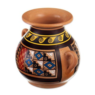 Alternate image for Inca-Style Ceramic Decorative Vase Hand-Painted in Peru Inca Majesty