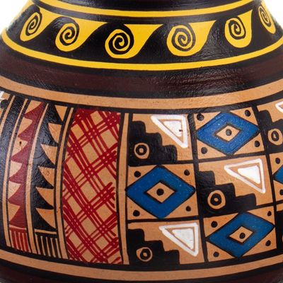 Alternate image for Inca-Style Ceramic Decorative Vase Hand-Painted in Peru Inca Majesty