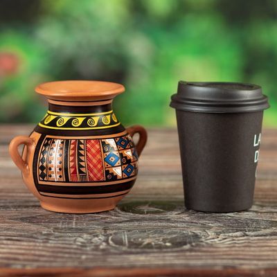 Alternate image for Inca-Style Ceramic Decorative Vase Hand-Painted in Peru Inca Majesty