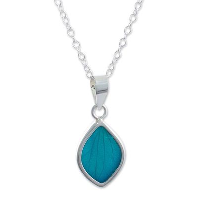 Alternate image for Artisan Crafted Natural Leaf Necklace Natures Gem in Aqua