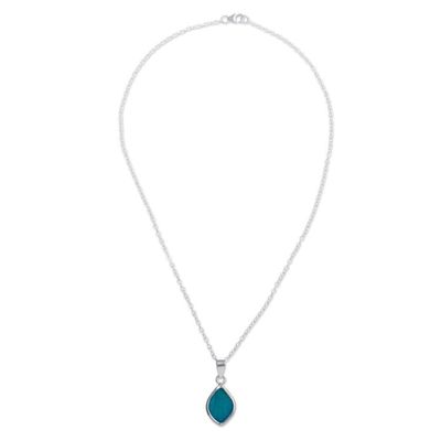 Alternate image for Artisan Crafted Natural Leaf Necklace Natures Gem in Aqua