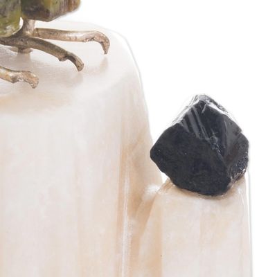 Alternate image for Gemstone Owl Sculpture in Green from Peru Verdant Owl