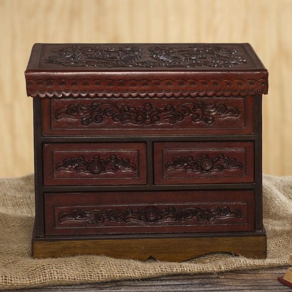 Alternate image for Tooled Leather Jewelry Chest from Peru Ancestral Treasure