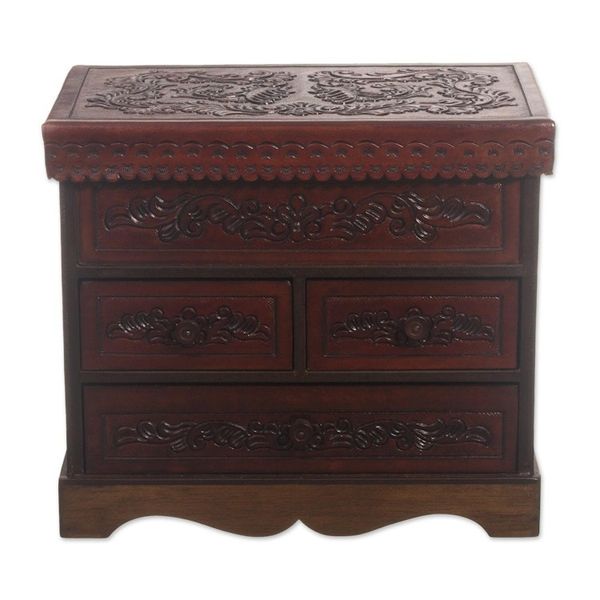 Alternate image for Tooled Leather Jewelry Chest from Peru Ancestral Treasure