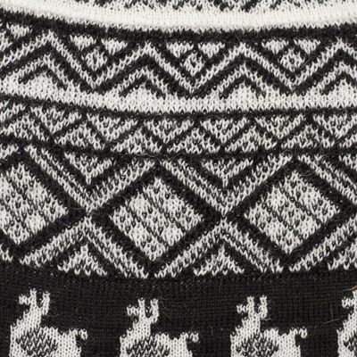 Alternate image for Black and White Diamond Motif Alpaca Blend Knit Hat Alpaca Parade in Black