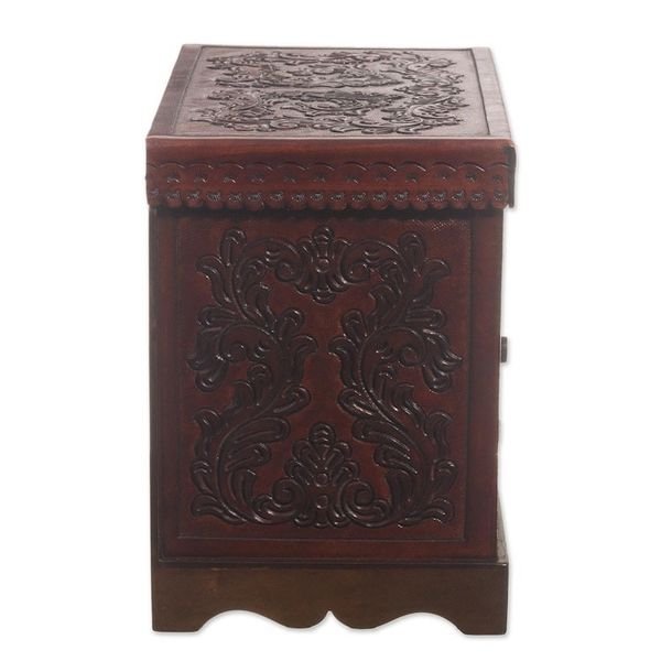 Alternate image for Tooled Leather Jewelry Chest from Peru Ancestral Treasure