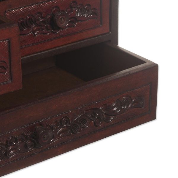 Alternate image for Tooled Leather Jewelry Chest from Peru Ancestral Treasure