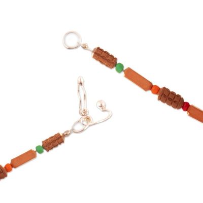 Alternate image for Blue and Brown Ceramic Beaded Necklace and Stretch Bracelet Imagination and Intuition