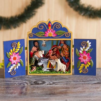 Alternate image for Wood and Ceramic Nativity Scene Retablo from Peru Wonderful Nativity