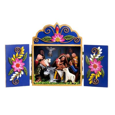 Alternate image for Wood and Ceramic Nativity Scene Retablo from Peru Wonderful Nativity