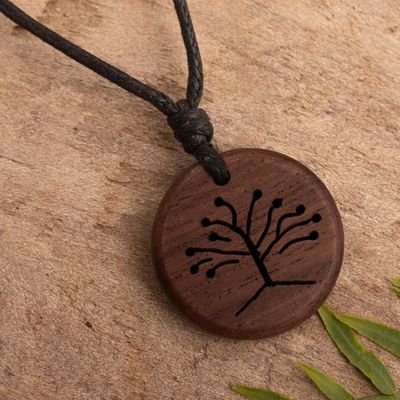 Alternate image for Wavy Branch Tree Pendant Necklace with Black Cotton Cord Highlands Tree