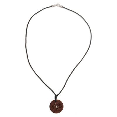 Alternate image for Wavy Branch Tree Pendant Necklace with Black Cotton Cord Highlands Tree