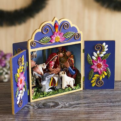 Alternate image for Wood and Ceramic Nativity Scene Retablo from Peru Wonderful Nativity
