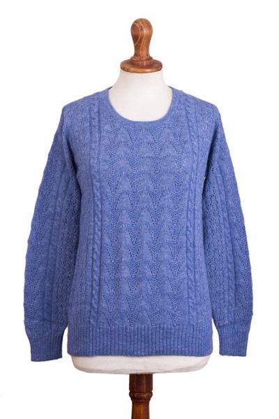 Alternate image for Heather Blue Baby Alpaca Blend Sweater Distinction in Blue