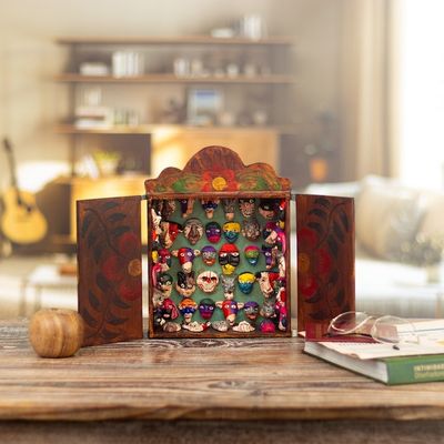 Alternate image for Unique Wood Retablo Folk Art Mask Theme Sculpture Mask Collection