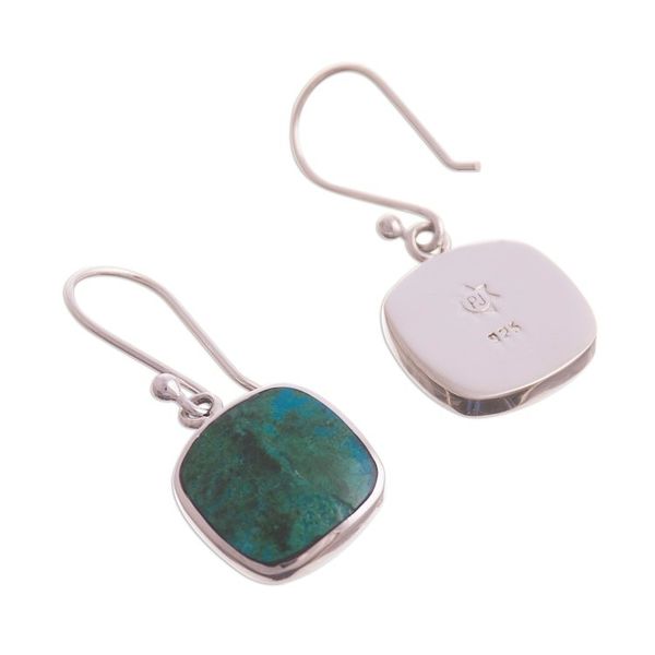 Alternate image for Square Chrysocolla Dangle Earrings from Peru Window