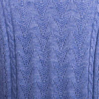 Alternate image for Heather Blue Baby Alpaca Blend Sweater Distinction in Blue