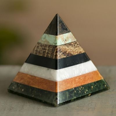 Alternate image for Artisan Crafted Gemstone Pyramid Sculpture from Peru Energy