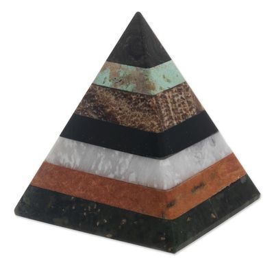 Alternate image for Artisan Crafted Gemstone Pyramid Sculpture from Peru Energy
