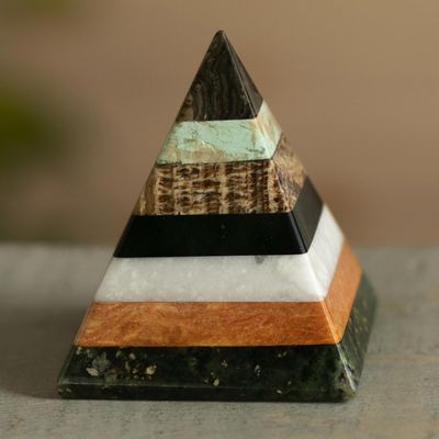 Alternate image for Artisan Crafted Gemstone Pyramid Sculpture from Peru Energy