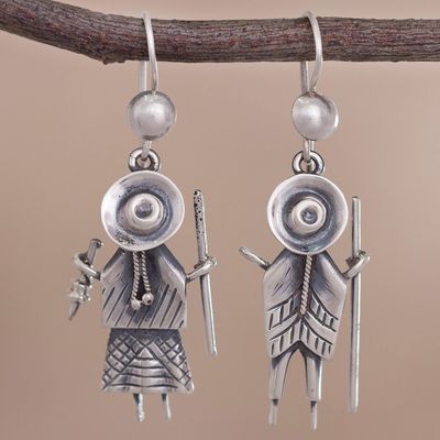 Alternate image for Cuzco Couple Sterling Silver Dangle Earrings from Peru Cuzco Couple