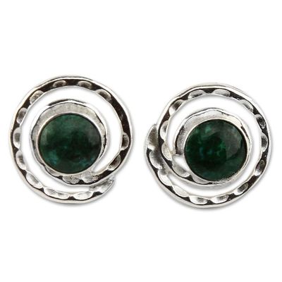 Alternate image for Handmade Sterling Silver Chrysocolla Earrings Cuzco Aura