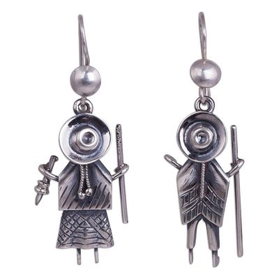 Alternate image for Cuzco Couple Sterling Silver Dangle Earrings from Peru Cuzco Couple