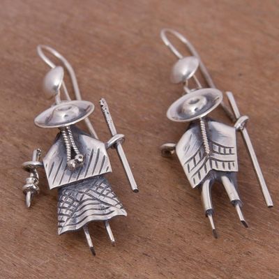 Alternate image for Cuzco Couple Sterling Silver Dangle Earrings from Peru Cuzco Couple