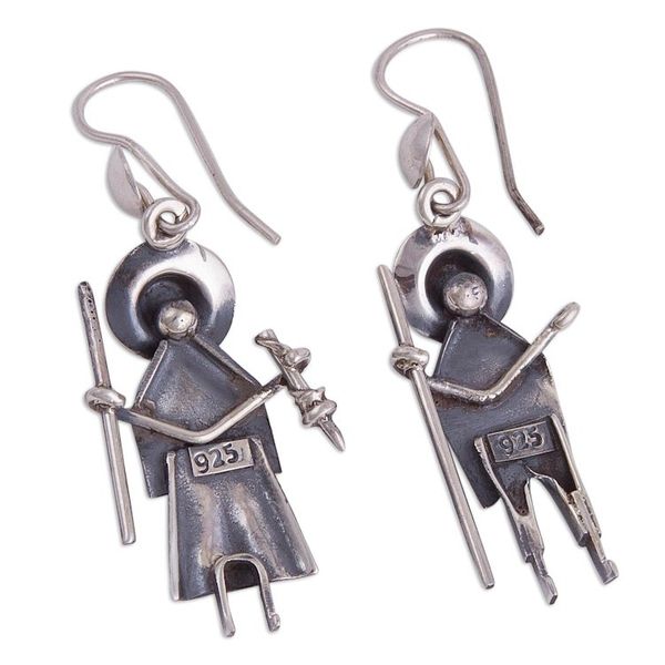 Alternate image for Cuzco Couple Sterling Silver Dangle Earrings from Peru Cuzco Couple