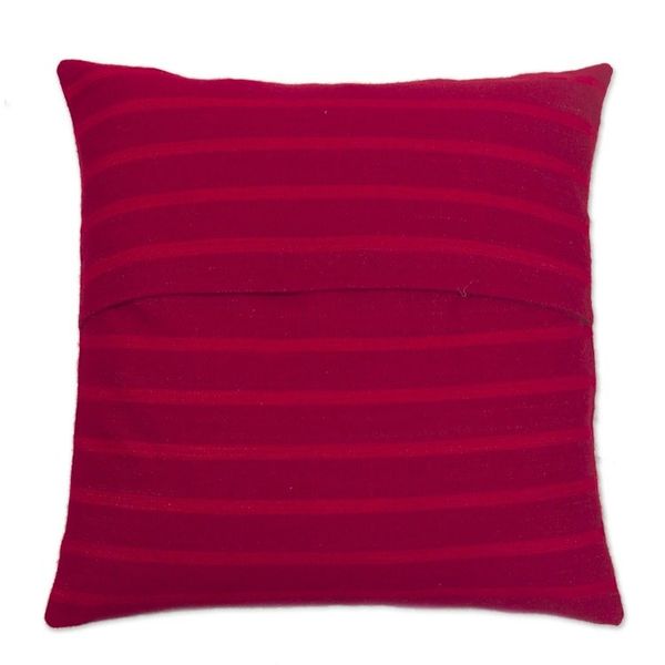 Alternate image for Striped Alpaca Blend Cushion Covers in Crimson Pair Striped Style