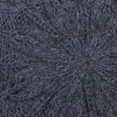 Alternate image for Andean Alpaca Wool Hand Knitted Beret in Charcoal Grey Charcoal Grey Leaves