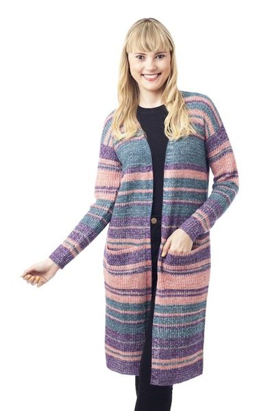 Alternate image for Striped Alpaca Blend Long Sleeve V-Neck Duster Cardigan Mesa Sunrise