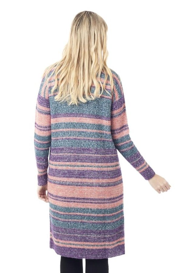 Alternate image for Striped Alpaca Blend Long Sleeve V-Neck Duster Cardigan Mesa Sunrise