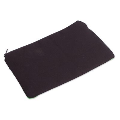 Alternate image for Cotton Applique Folk Art Cosmetic Bag Jungle Friends